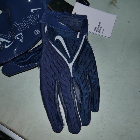 RARE Nike Superbad NFL ISSUED Football Gloves 3XL Navy Blue/White Padded NWT - Picture 6 of 8